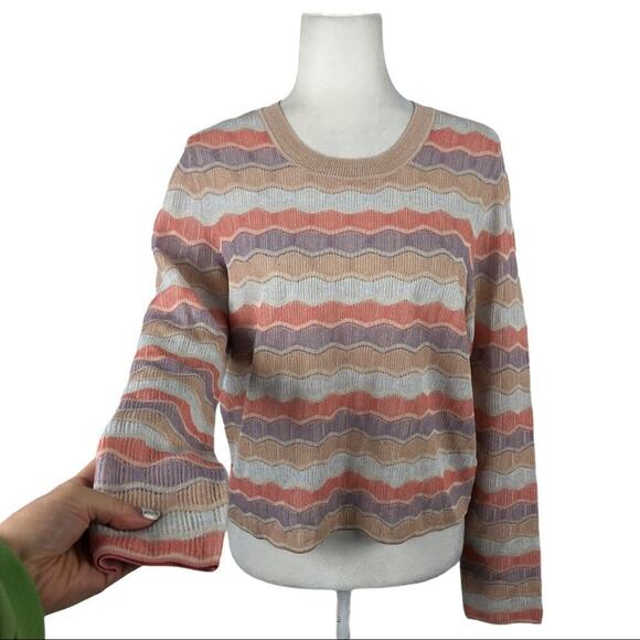 Veronica Beard Alyssa Retro Striped Crew Knit Sweater L - Picture 5 of 15